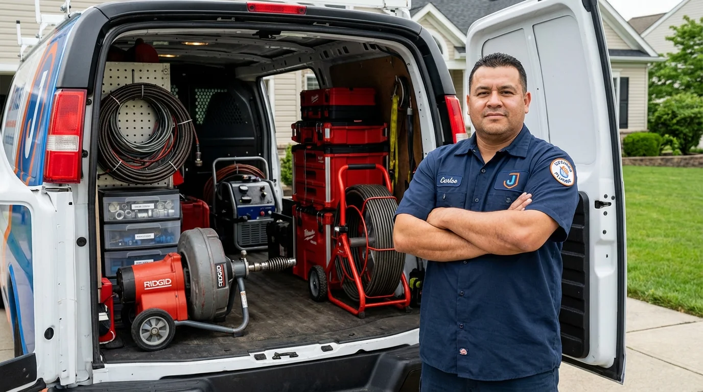 Professional drain cleaning equipment and Johns Plumbing LLC plumber in Orocovis