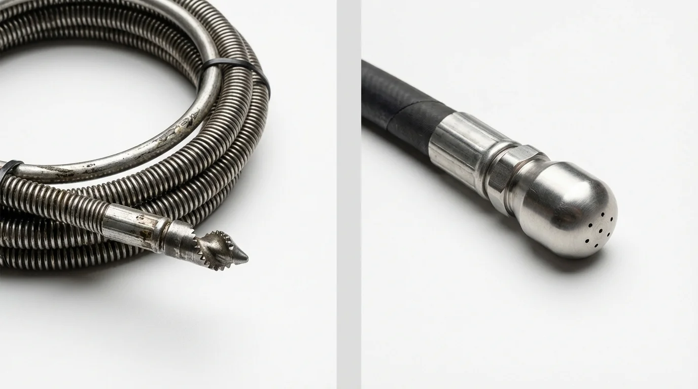 Drain snake cable and hydro jetting nozzle used for drain cleaning in Orocovis, PR